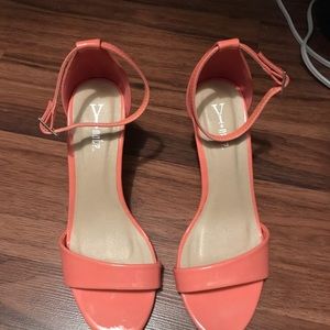 Coral Strappy Heels 5.5
